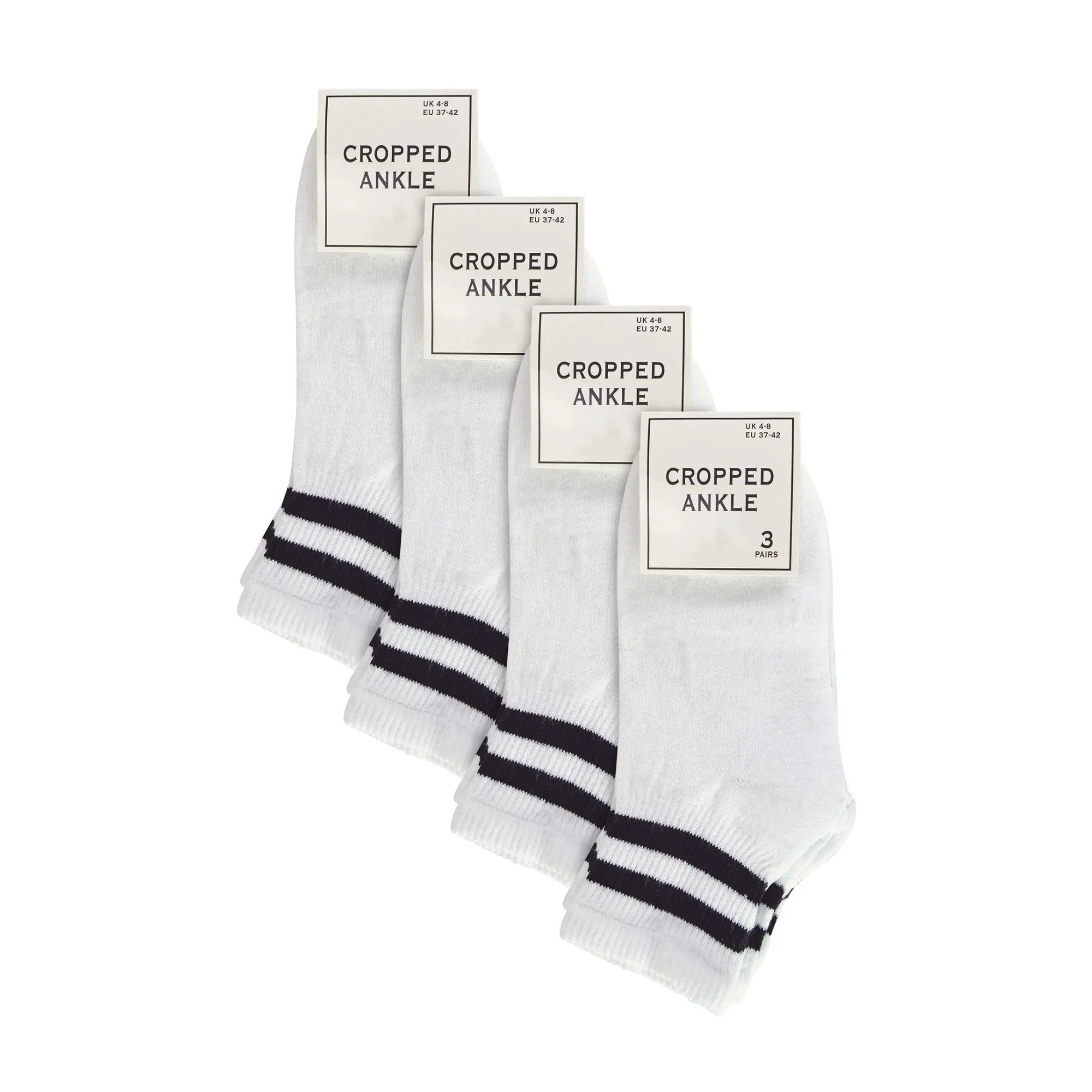 12 Pack Ladies Ankle Cotton Striped Socks