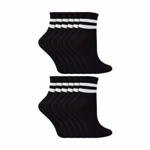 12 Pack Ladies Ankle Cotton Striped Socks