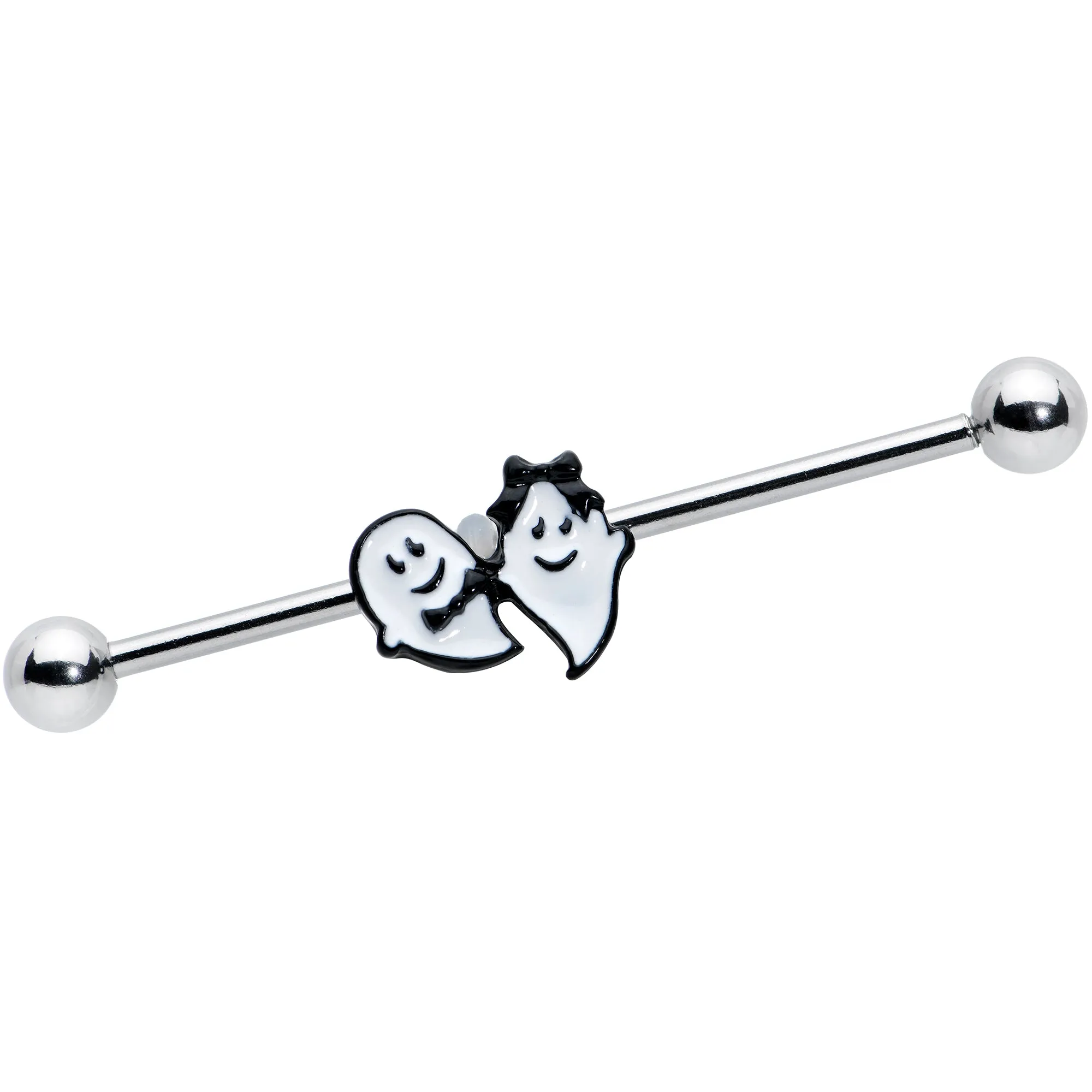 14 Gauge Black Tie Ghosts Glow in Dark Industrial Barbell 38mm Set of 3