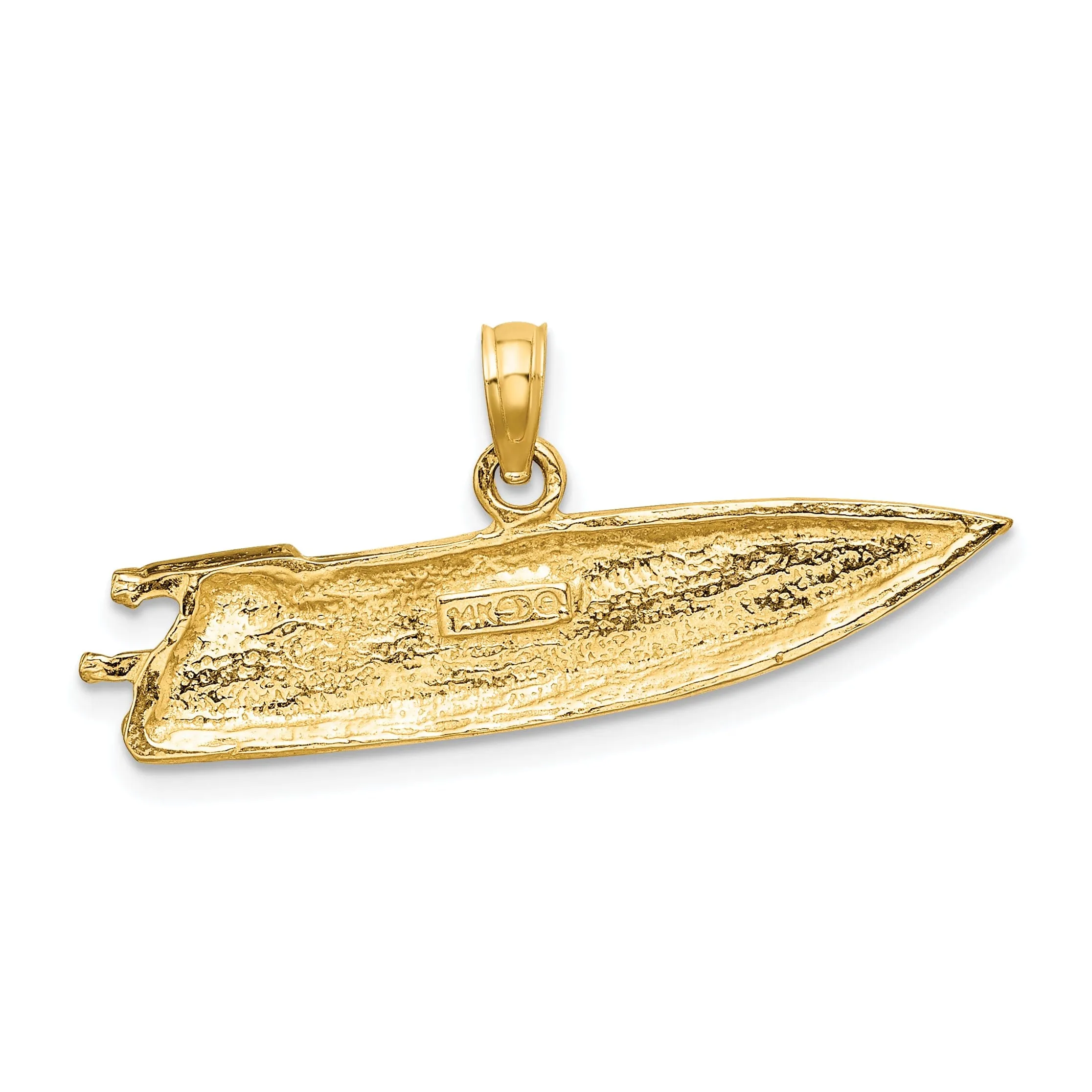 14K Yellow Gold 2-Dimensional Polish Textured Finish SPEED BOAT Charm Pendant