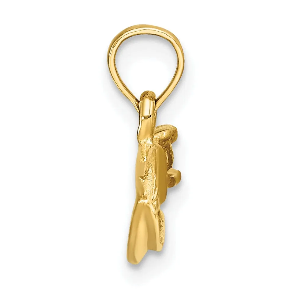 14K Yellow Gold 2-Dimensional Polish Textured Finish SPEED BOAT Charm Pendant