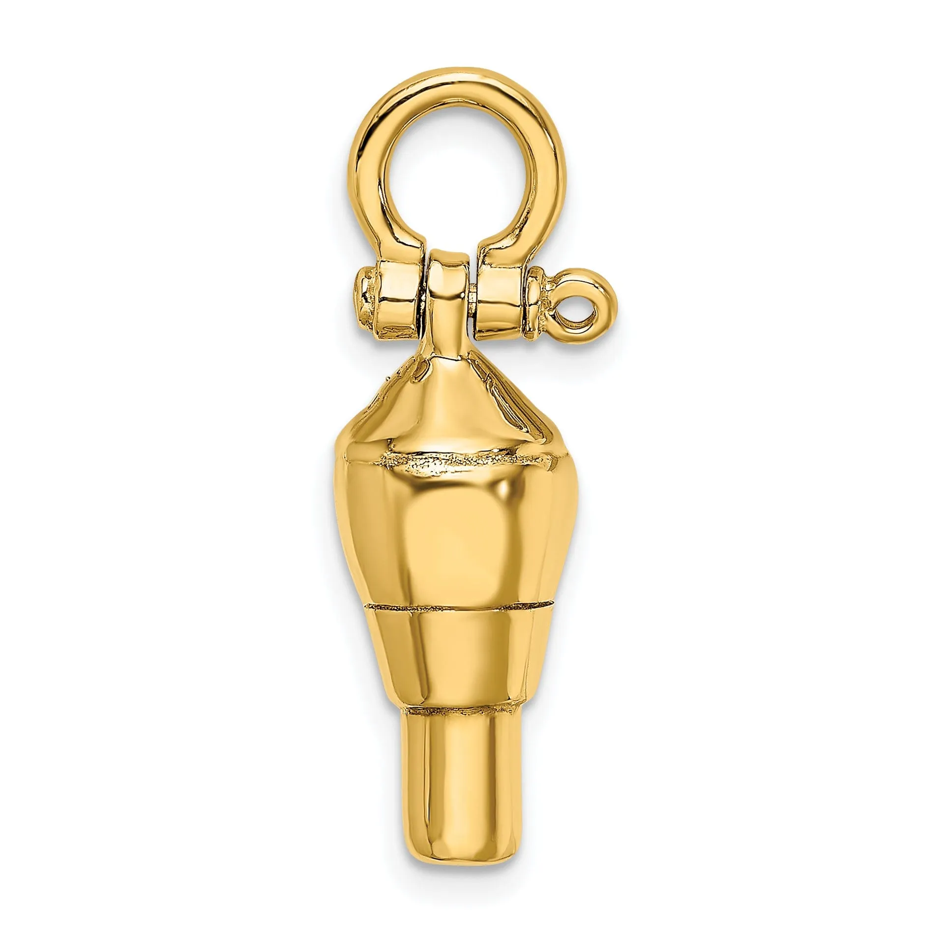 14K Yellow Gold Polished Finish 3-D Swivel with ship Shackle Bail Charm