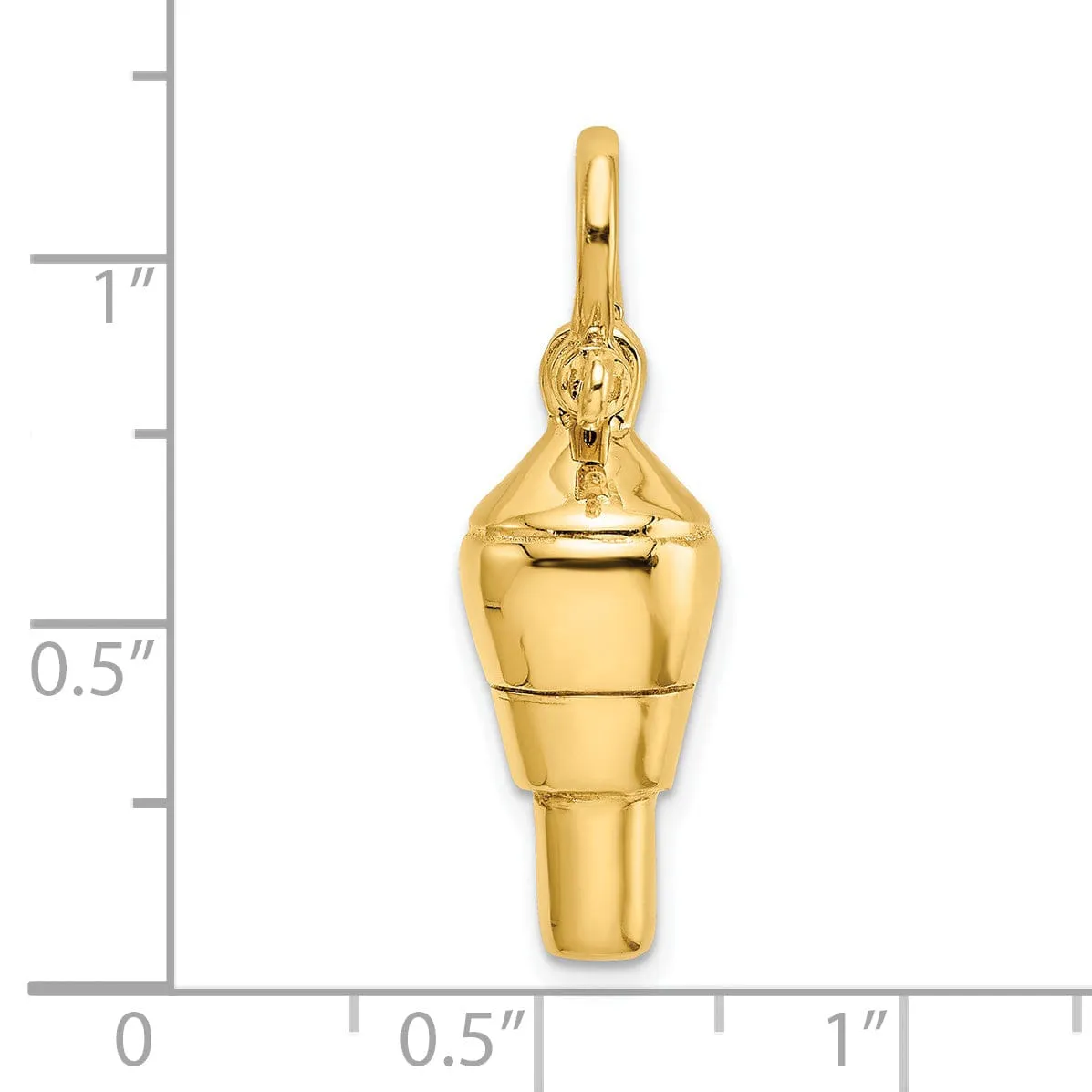 14K Yellow Gold Polished Finish 3-D Swivel with ship Shackle Bail Charm