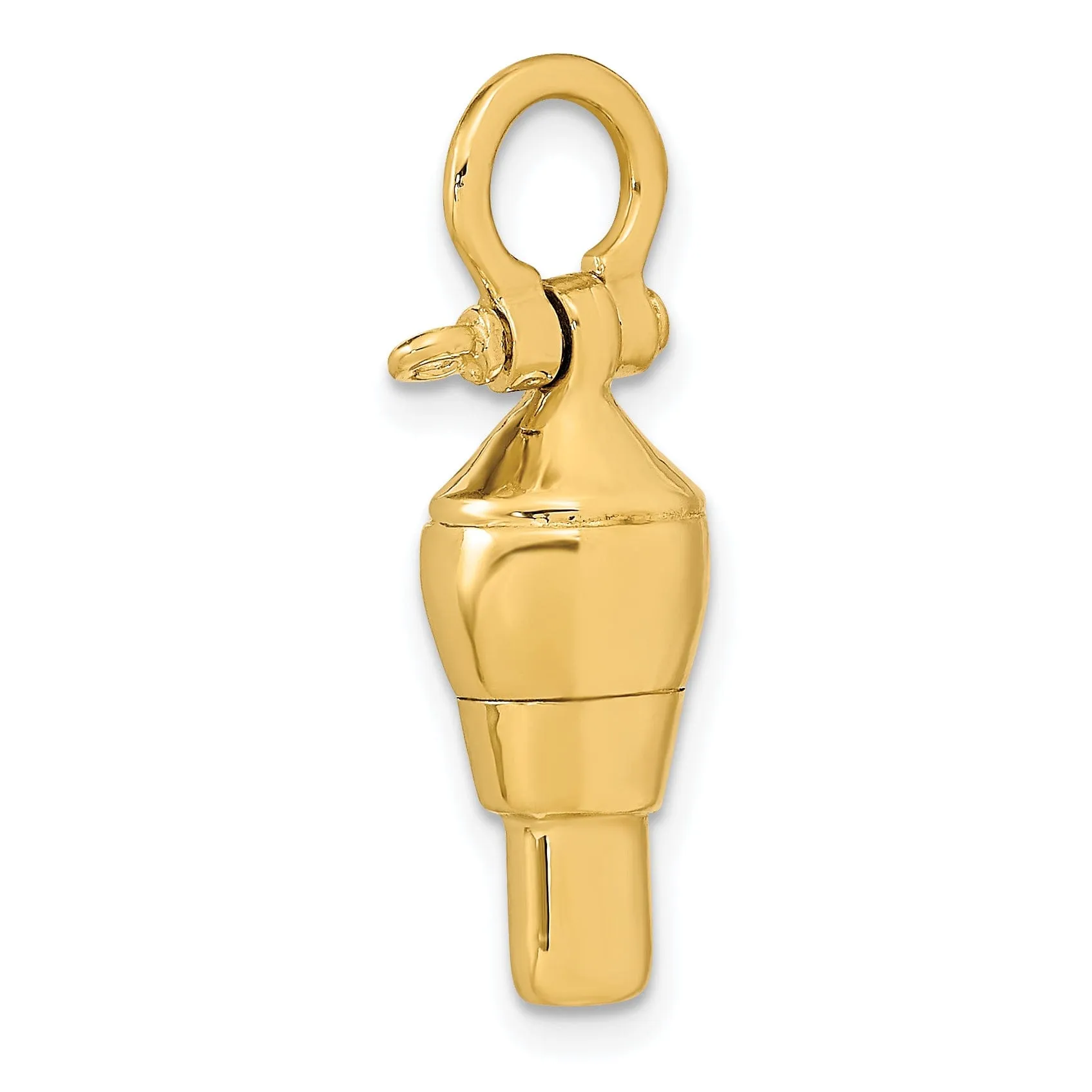 14K Yellow Gold Polished Finish 3-D Swivel with ship Shackle Bail Charm