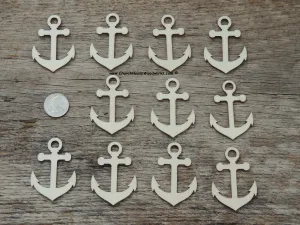 25 qty Ship Anchor Wood Pendants 2 inch size