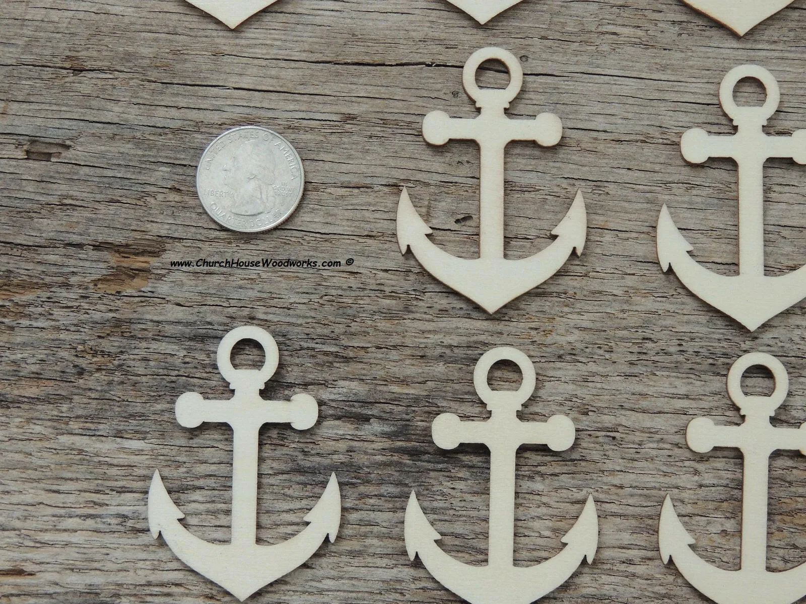25 qty Ship Anchor Wood Pendants 2 inch size