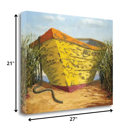 27" Vintage Orange and Yellow Mini Boat Giclee Wrap Canvas Wall Art