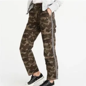 Abercrombie &amp; Fitch Annie High Rise Ankle Straight Green Camo Stripe Jeans 25/0R