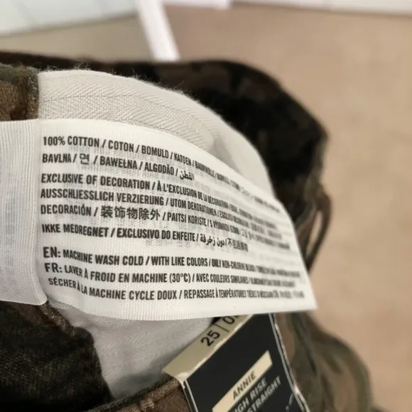 Abercrombie &amp; Fitch Annie High Rise Ankle Straight Green Camo Stripe Jeans 25/0R