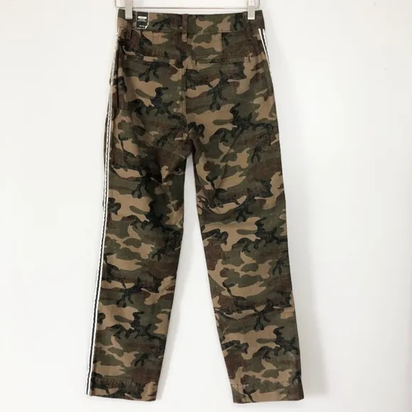 Abercrombie &amp; Fitch Annie High Rise Ankle Straight Green Camo Stripe Jeans 25/0R