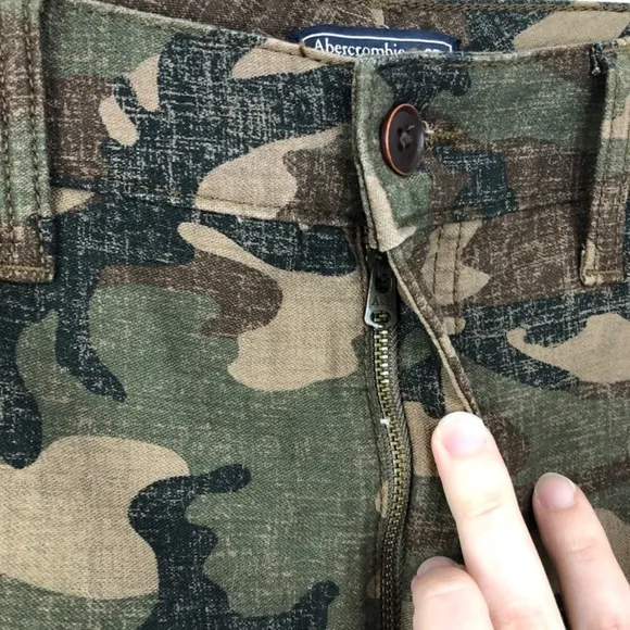 Abercrombie &amp; Fitch Annie High Rise Ankle Straight Green Camo Stripe Jeans 25/0R