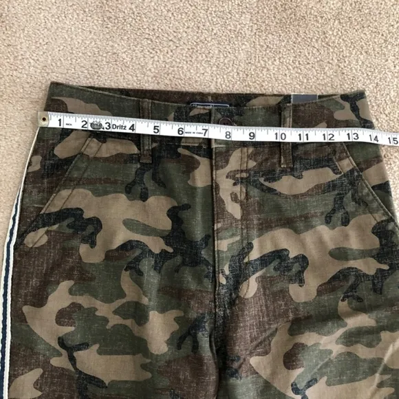 Abercrombie &amp; Fitch Annie High Rise Ankle Straight Green Camo Stripe Jeans 25/0R