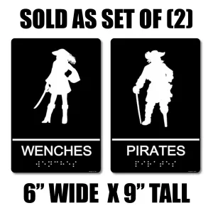 ADA Compliant “Pirates" - Wench & Pirate Themed Restroom Signs