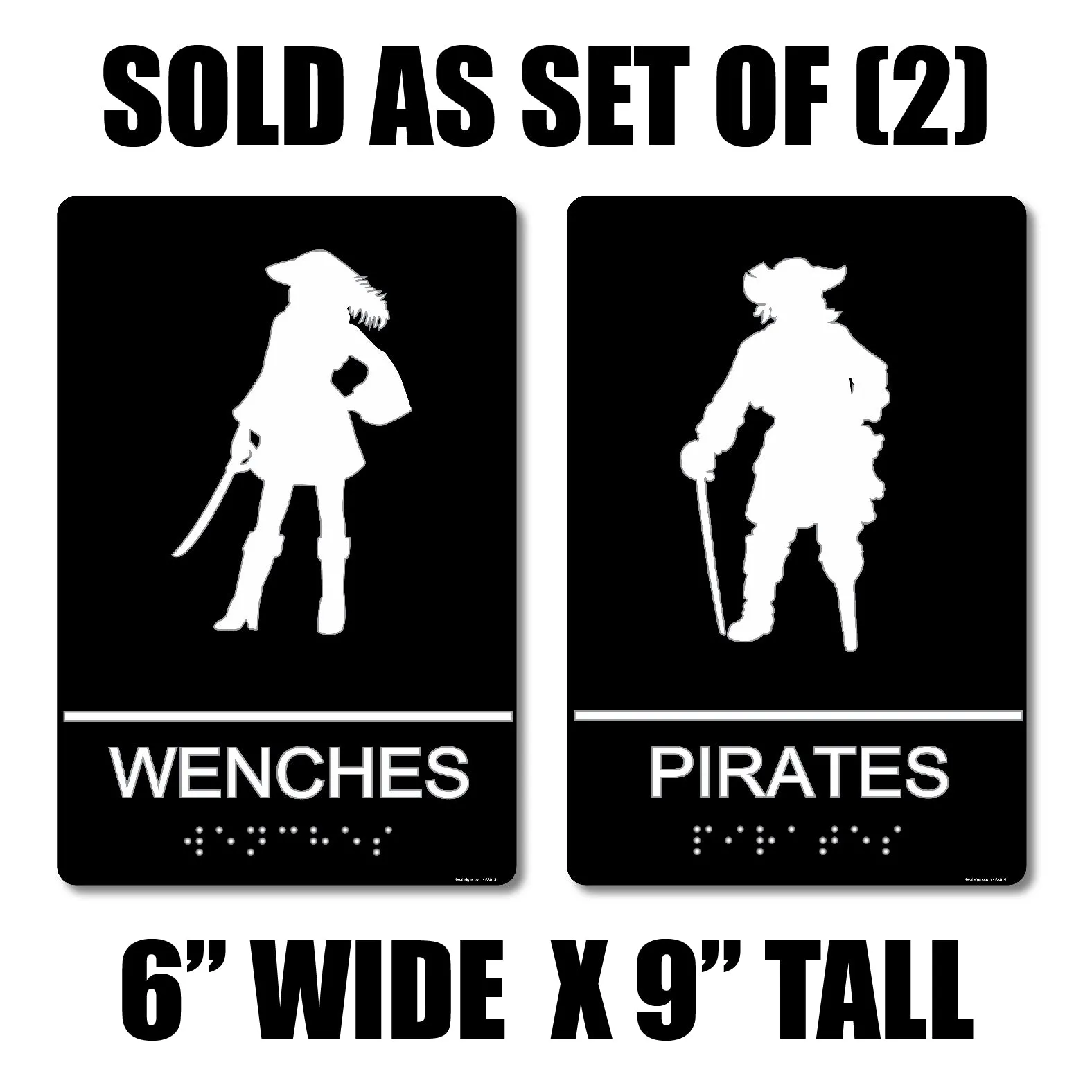 ADA Compliant “Pirates" - Wench & Pirate Themed Restroom Signs