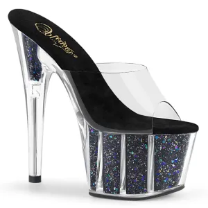 ADORE-701CG  Clear/Black Confetti Glitter