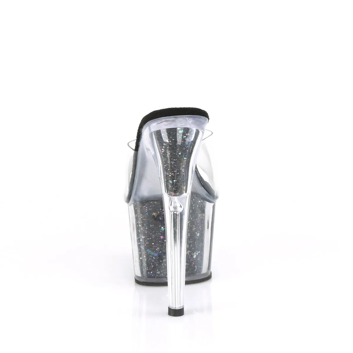 ADORE-701CG  Clear/Black Confetti Glitter