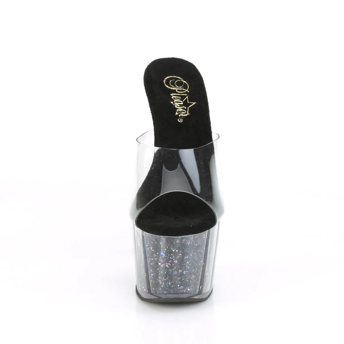 ADORE-701CG  Clear/Black Confetti Glitter