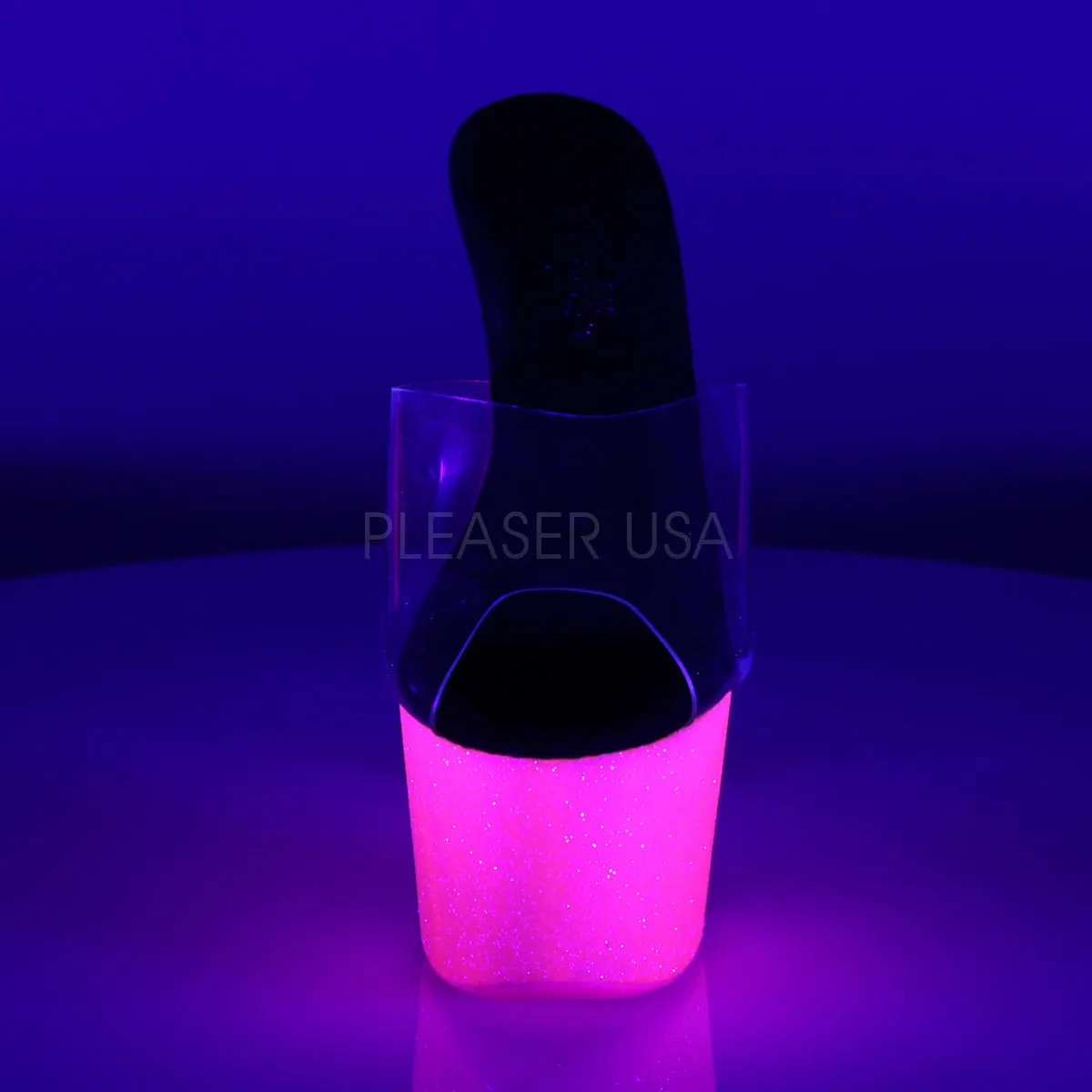 ADORE-701UVG  Clear/Neon Hot Pink Glitter