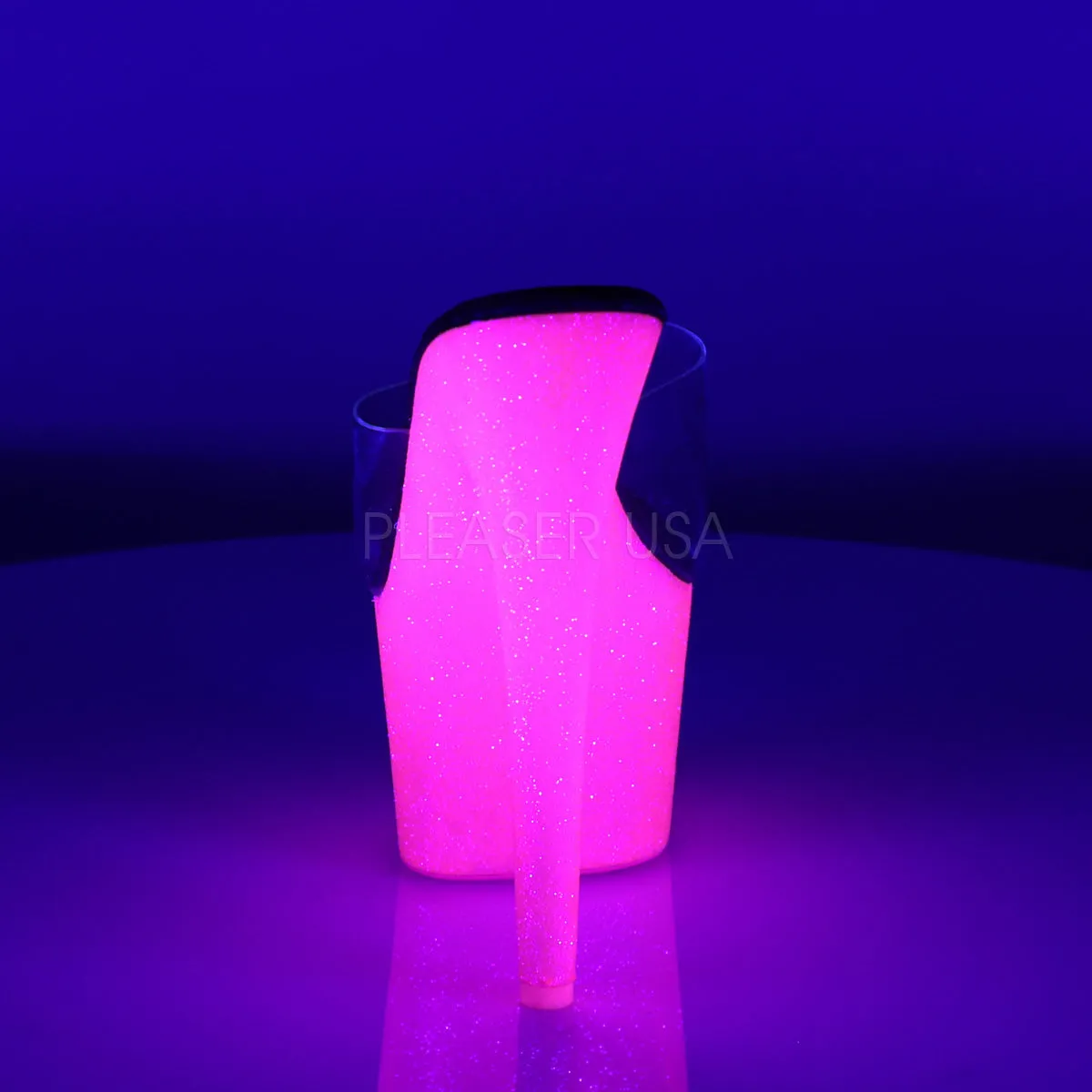 ADORE-701UVG  Clear/Neon Hot Pink Glitter