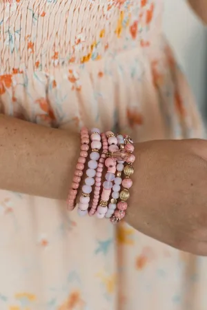All Decked Out Stackable Bracelet Set- Pink
