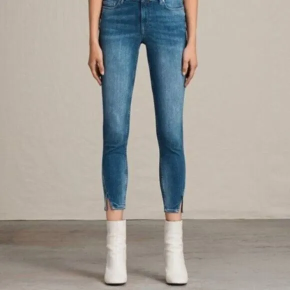 All Saints Mast Twisted Cropped Skinny Jeans sz 29 AllSaints