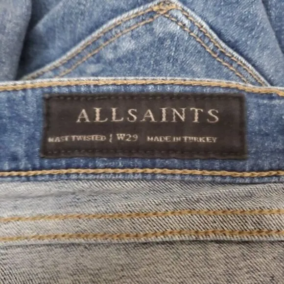 All Saints Mast Twisted Cropped Skinny Jeans sz 29 AllSaints