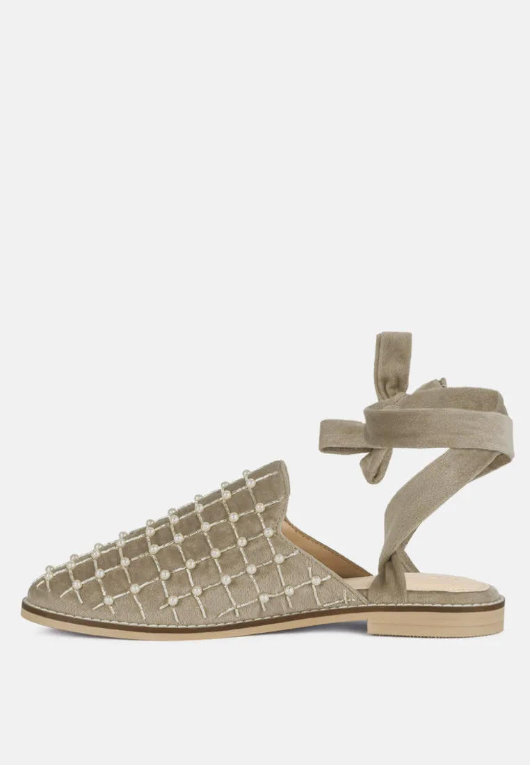 Asante Crisscross Beaded Veil Velvet Mules By Ruw