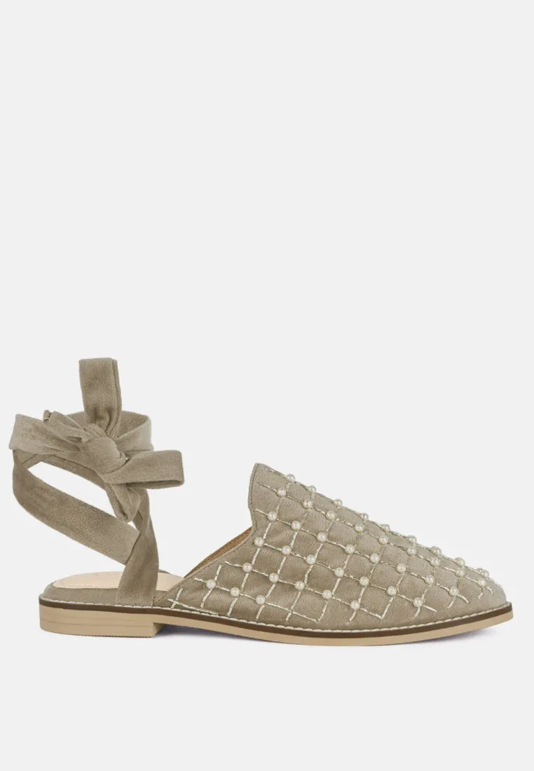 Asante Crisscross Beaded Veil Velvet Mules By Ruw