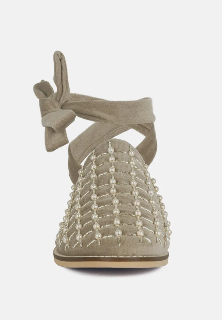 Asante Crisscross Beaded Veil Velvet Mules By Ruw