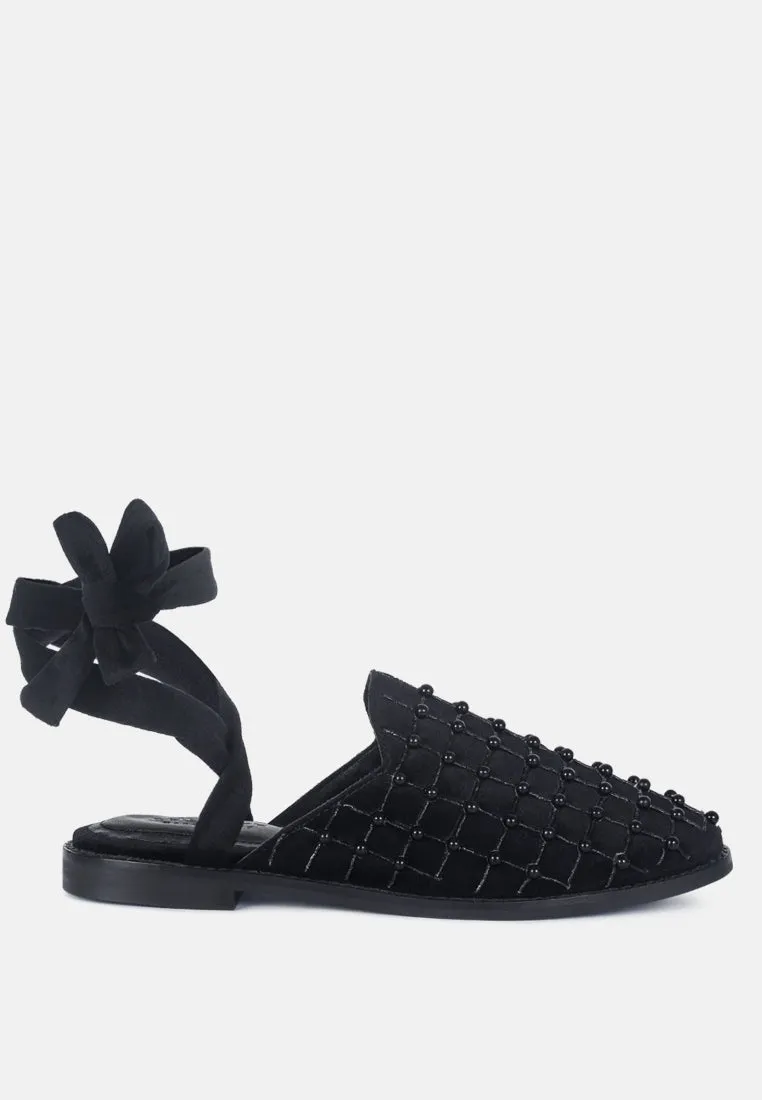 Asante Crisscross Beaded Veil Velvet Mules By Ruw