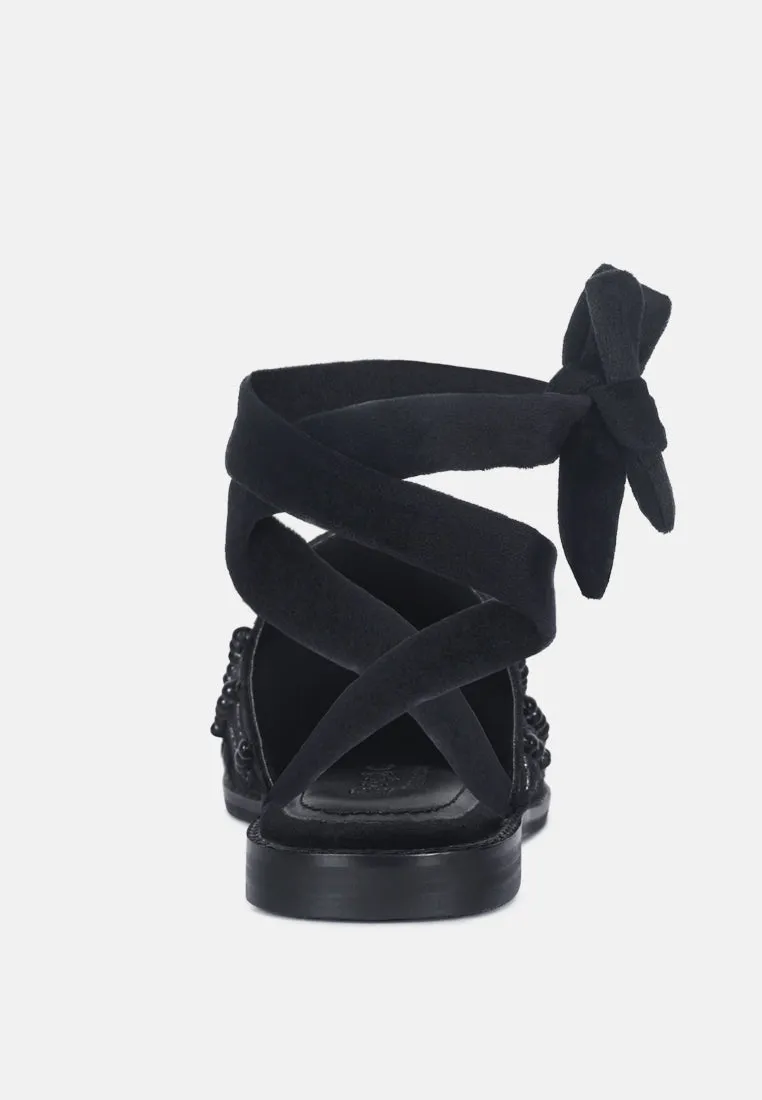 Asante Crisscross Beaded Veil Velvet Mules By Ruw