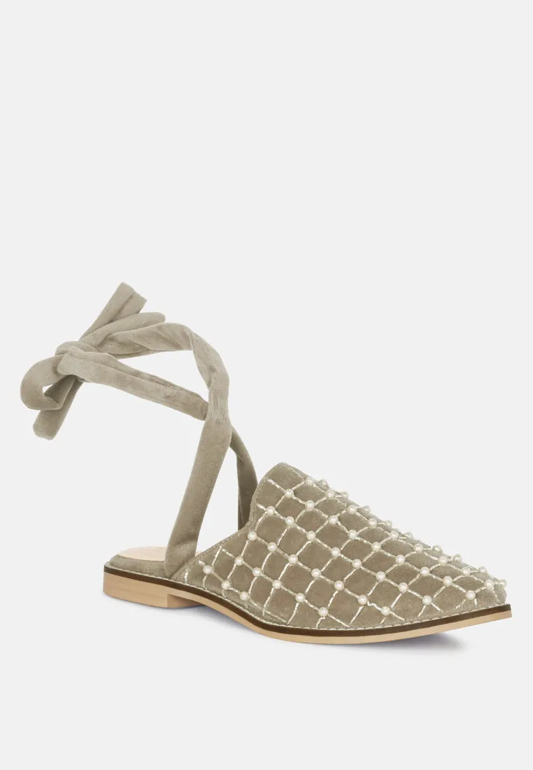 Asante Crisscross Beaded Veil Velvet Mules By Ruw