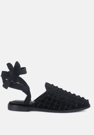Asante Crisscross Beaded Veil Velvet Mules By Ruw