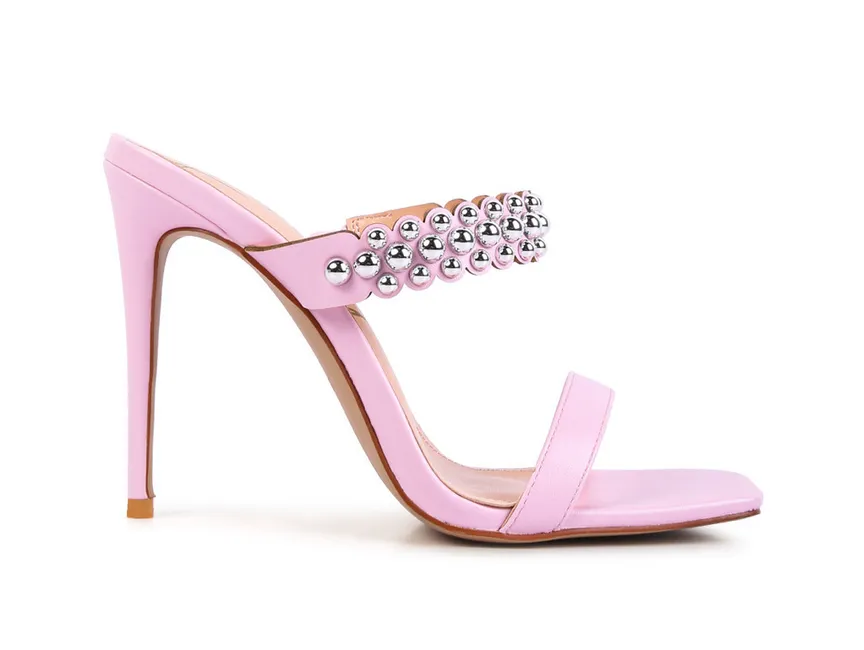 Bandy Pink Stiletto Mules