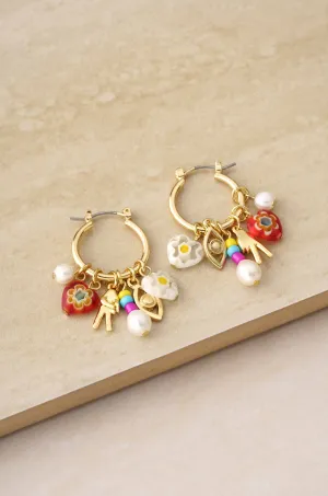 Be Happy Charm Hoop 18k Gold Plated Earrings