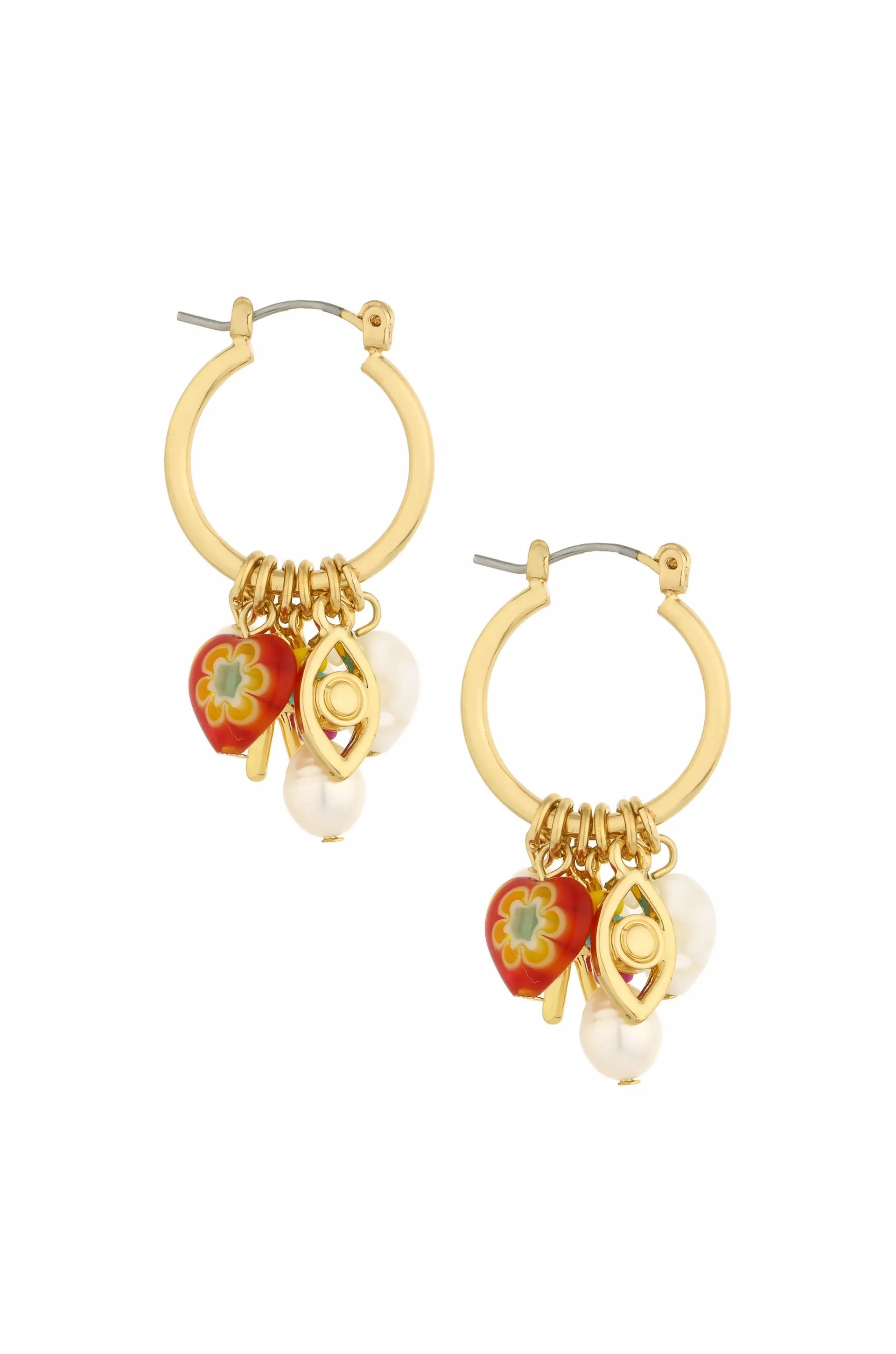 Be Happy Charm Hoop 18k Gold Plated Earrings