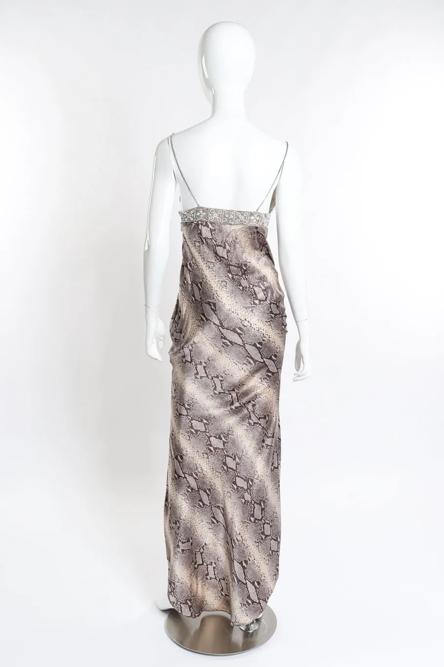 Beaded Bias Snake Print Dress