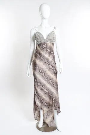 Beaded Bias Snake Print Dress