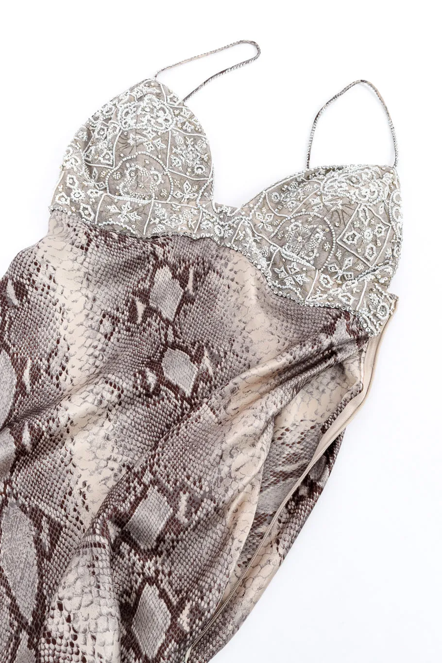 Beaded Bias Snake Print Dress