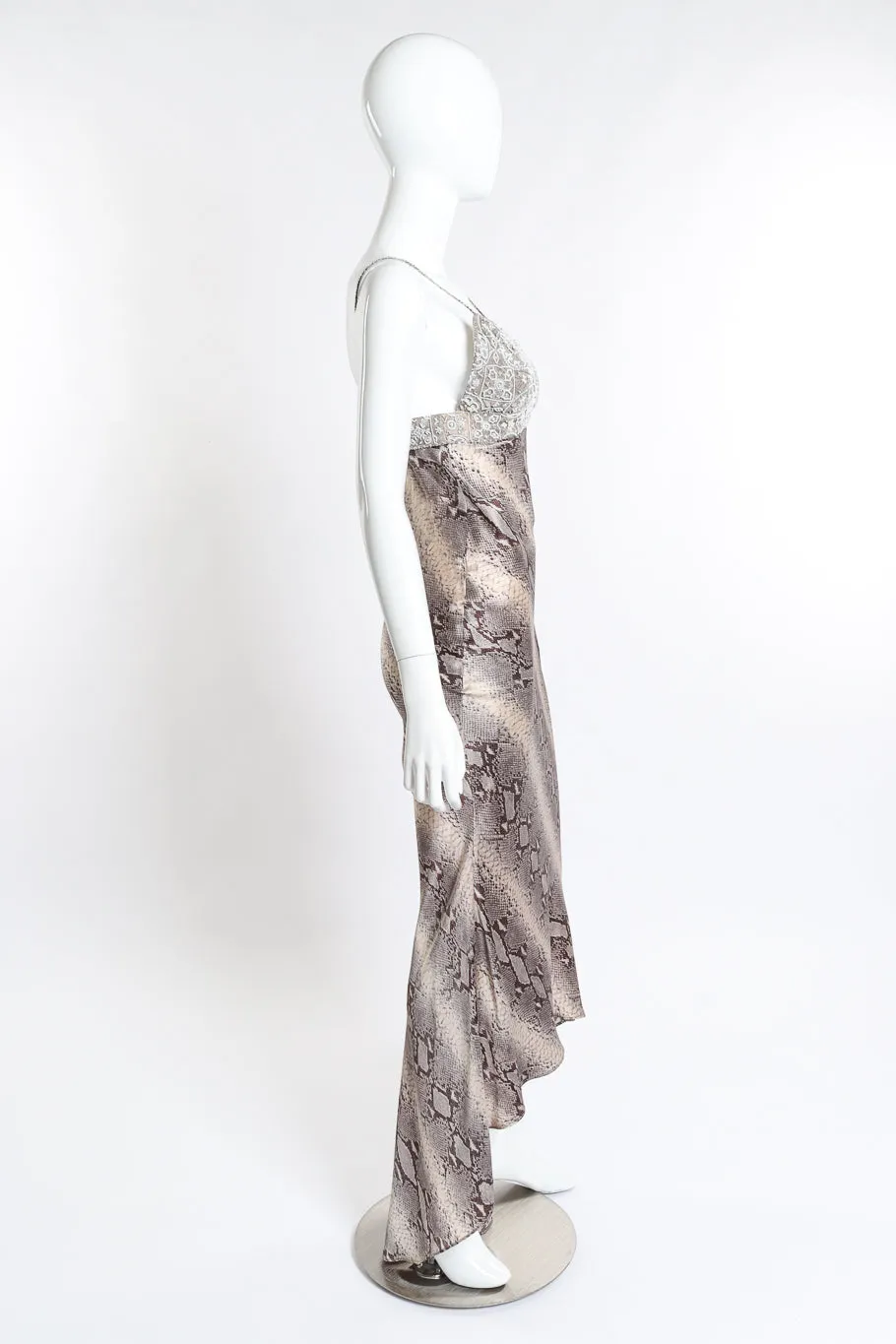 Beaded Bias Snake Print Dress
