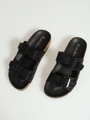 Beaded Birk Mule Sandal - Black