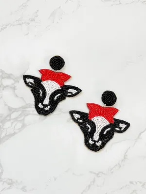 Beaded Country Cow Acrylic Dangle Earrings