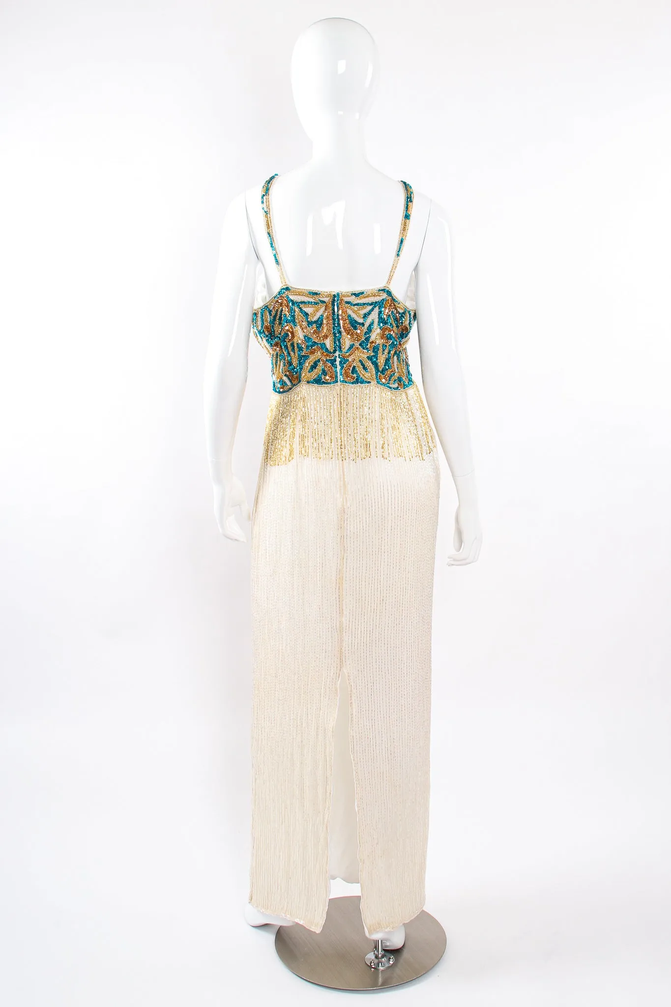Beaded Grecian Fringe Gown