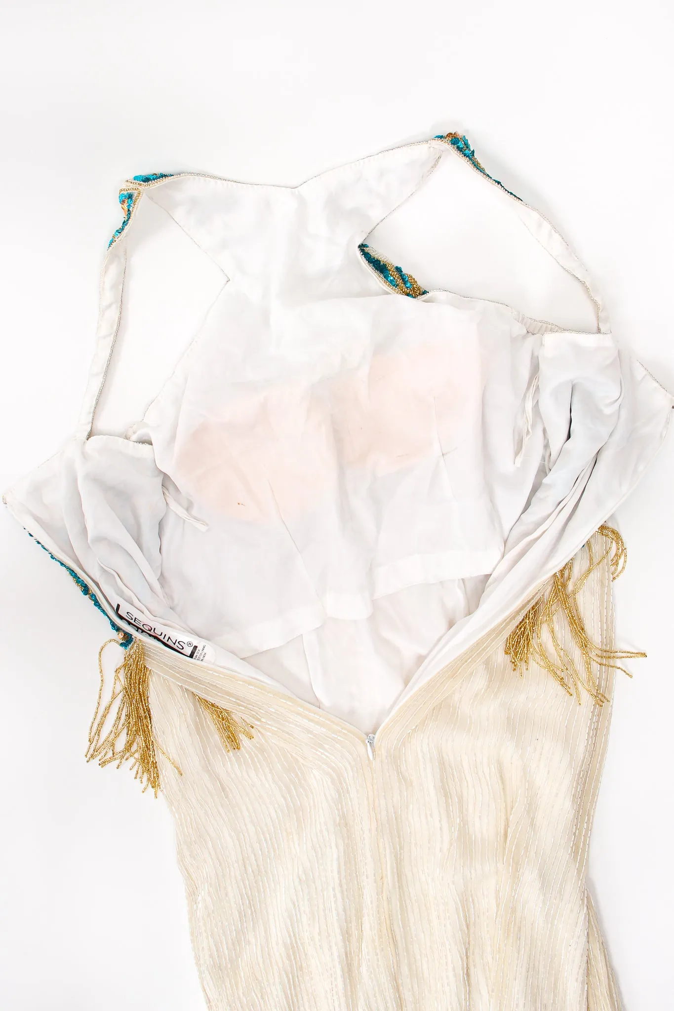 Beaded Grecian Fringe Gown