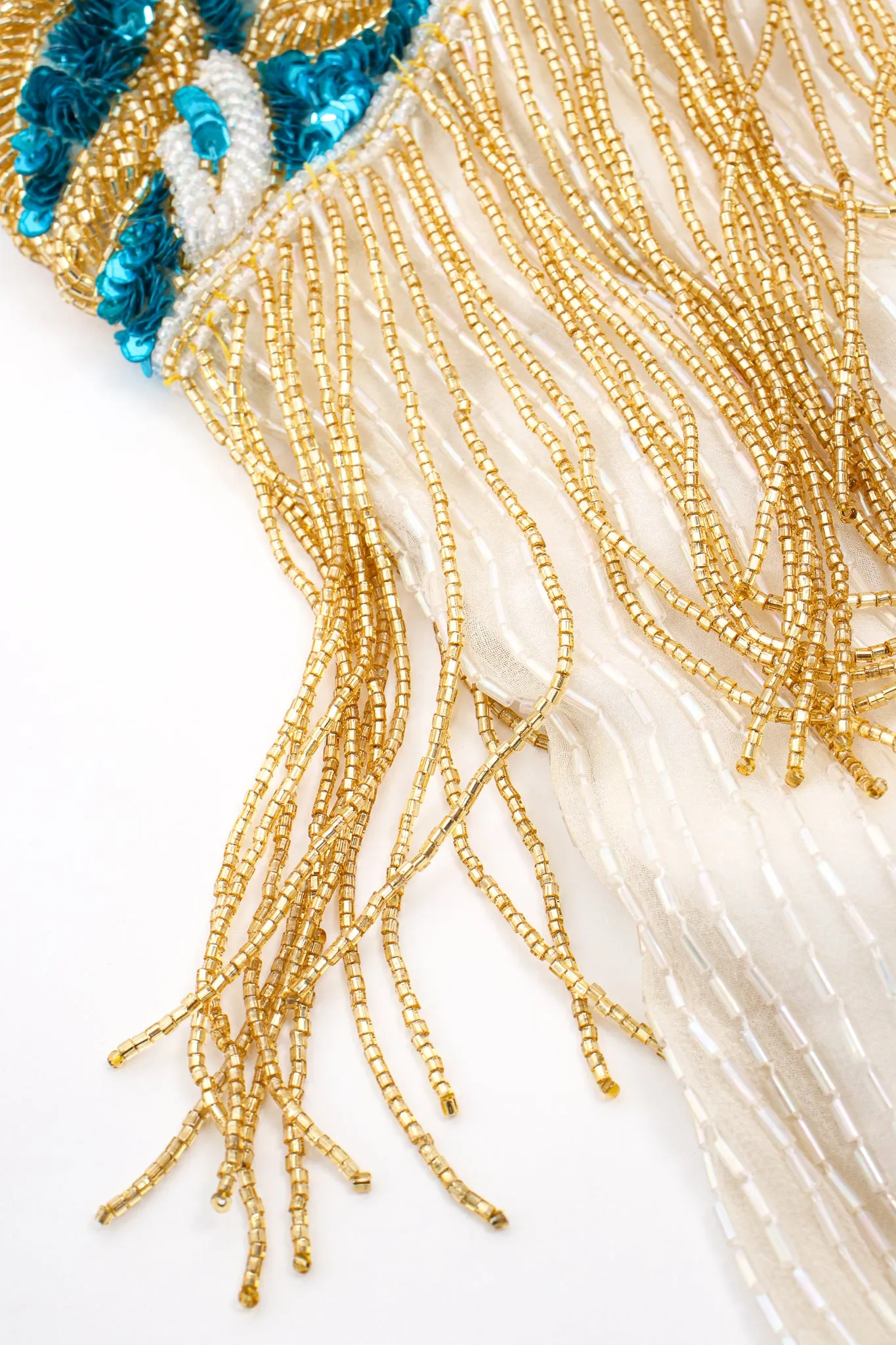 Beaded Grecian Fringe Gown