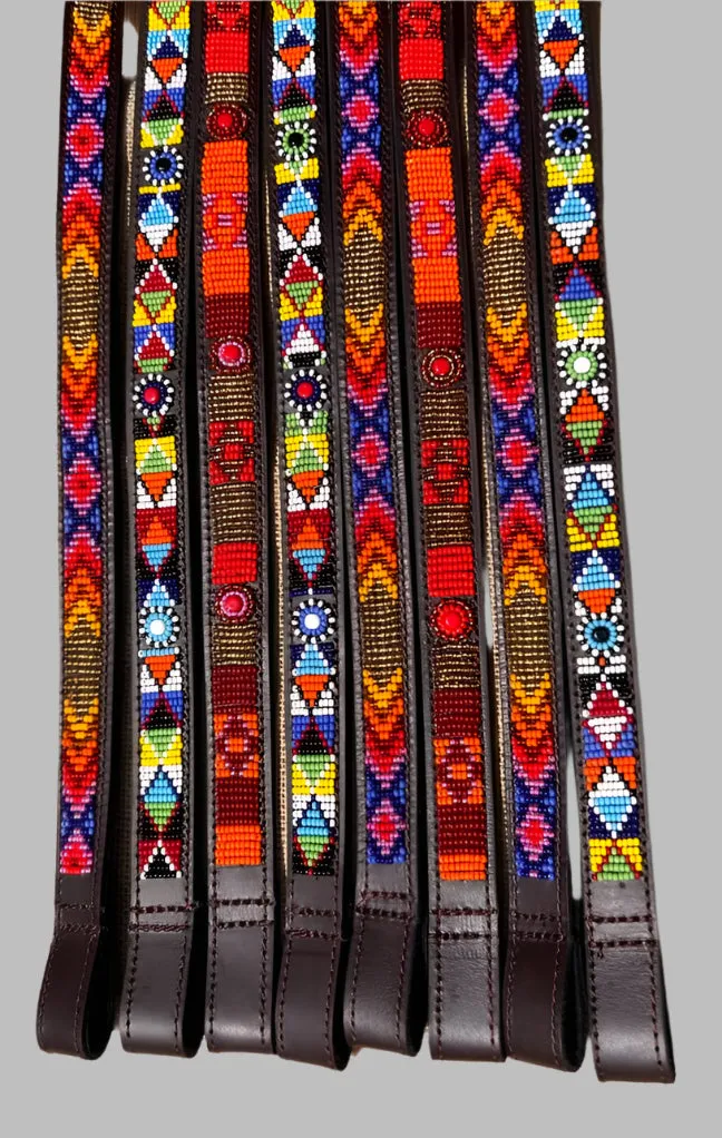 Beaded Leather  Horse browband