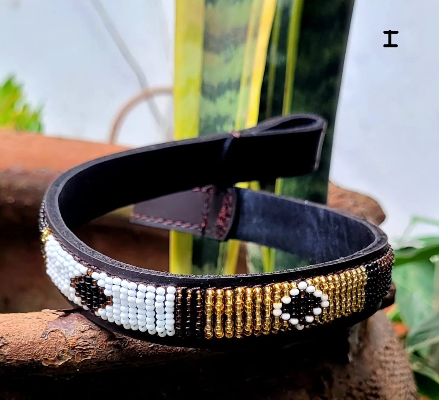 Beaded Leather  Horse browband