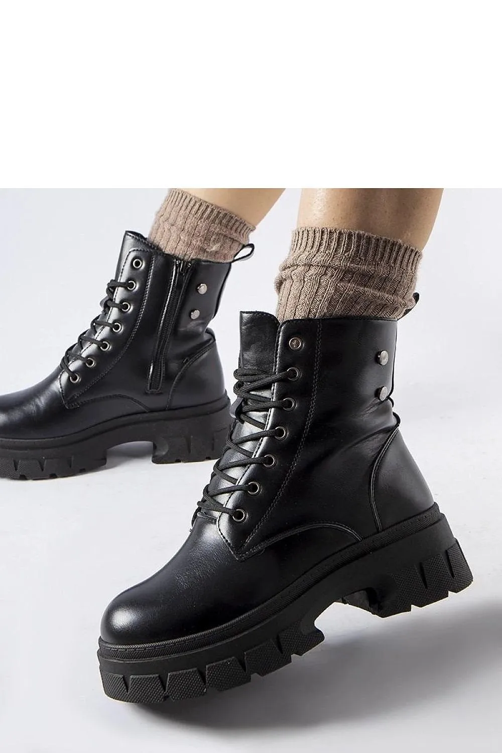 Beige ankle boots with a thicker sole