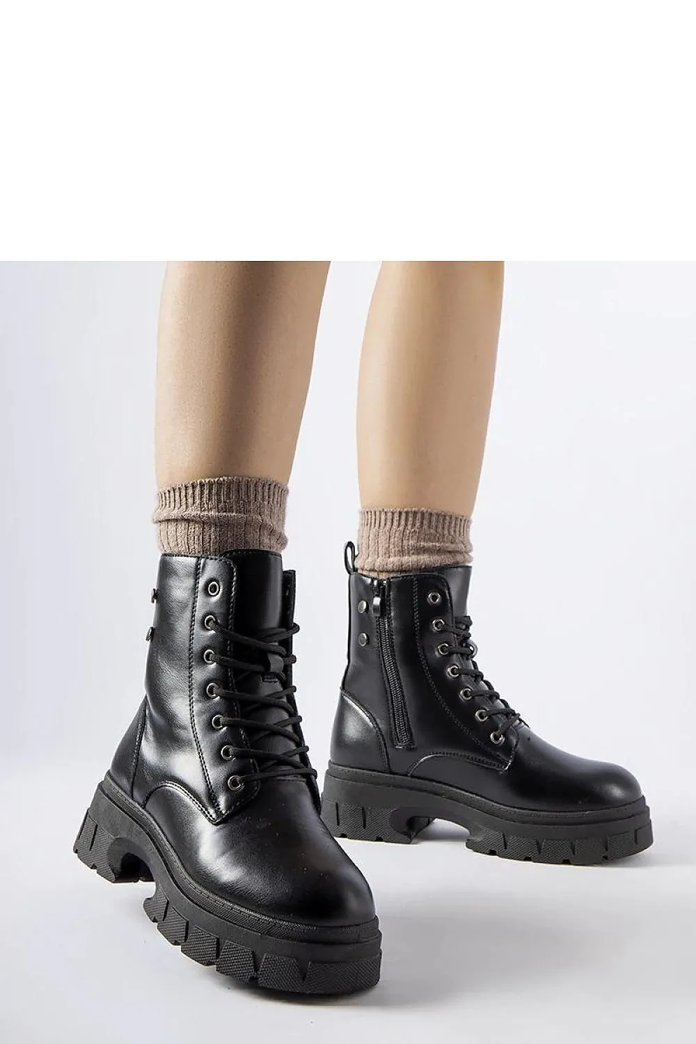 Beige ankle boots with a thicker sole