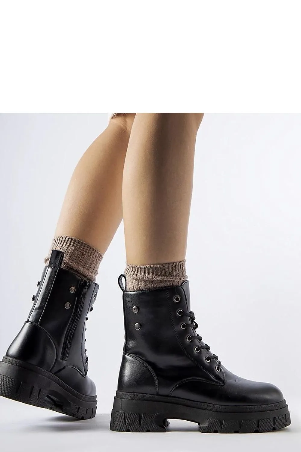 Beige ankle boots with a thicker sole